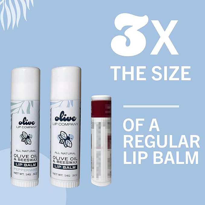 Hydrating Olive Oil and Peppermint Lip Balm with Mango Butter and Beeswax, 0.5 oz. Jumbo Tube, Clear Long Lasting Moisturizer for Dry, Cracked, Chapped Lips-VivaGrace Women