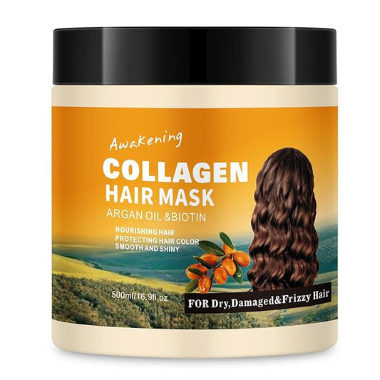 Hair Mask Deep Treatment Conditioner Collagen Protein Argan Oil Biotin Repair For Dry Damaged Frizzy Curly All Hair Types(16.9 Fl Oz/500ml) (collagen)-VivaGrace Women