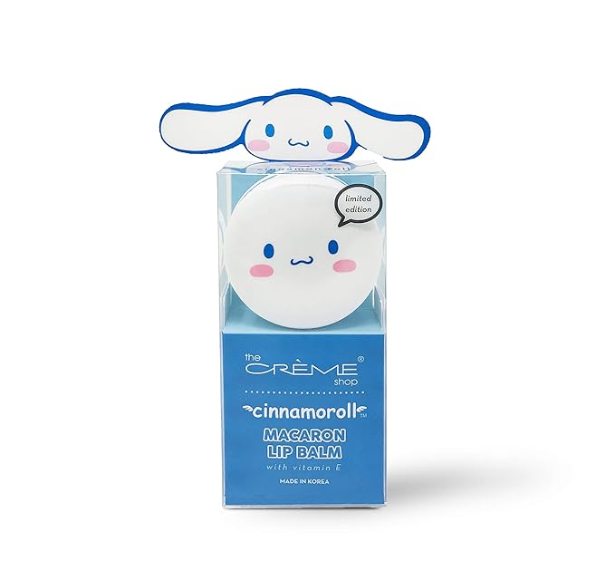 The Crème Shop x Sanrio Hello Kitty Macaron Lip Balm (Cinnamoroll) Korean Cute Scented Pocket Portable Soothing Advanced Must-Have on-The-go-VivaGrace Women