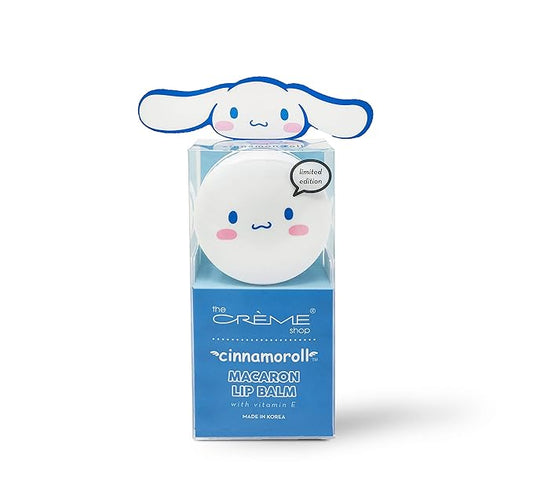 The Crème Shop x Sanrio Hello Kitty Macaron Lip Balm (Cinnamoroll) Korean Cute Scented Pocket Portable Soothing Advanced Must-Have on-The-go-VivaGrace Women