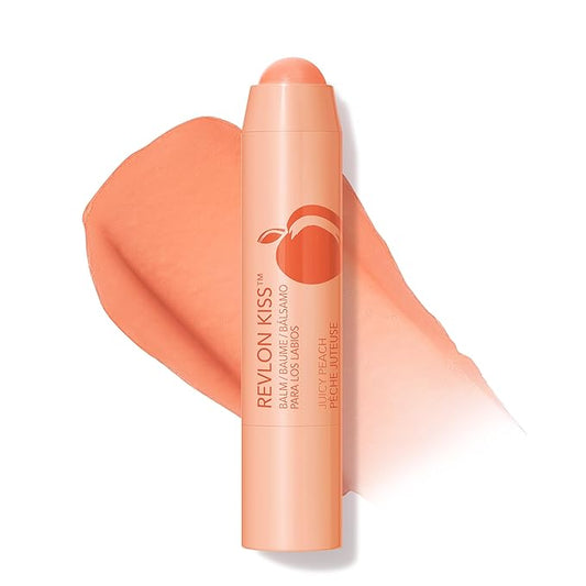 Revlon Lip Balm, Kiss Tinted Lip Balm, Face Makeup with Lasting Hydration, SPF 20, Infused with Natural Fruit Oils, 015 Juicy Peach, 0.09 Oz-VivaGrace Women