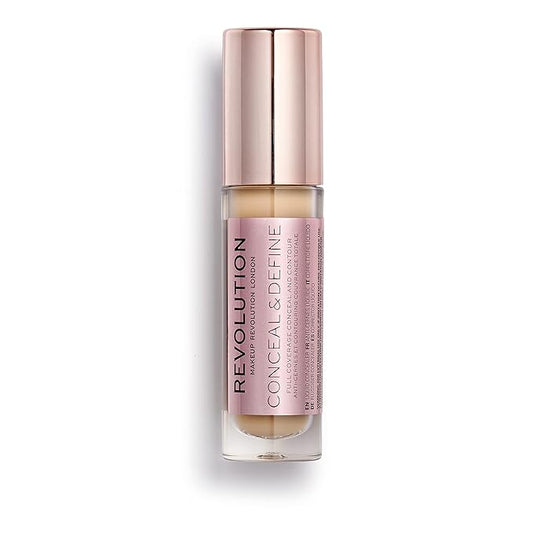 Makeup Revolution Conceal and Define Concealer, Full Coverage & Matte Finish, C10.2 for Medium/Tan Skin Tones, Vegan & Cruelty-Free, 0.7 Fl Oz-VivaGrace Women