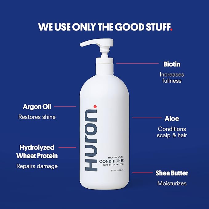 Huron Men’s Conditioner - Lightweight, Hydrating Conditioner - Eliminates Frizzy Hair, Moisturizes, & Restores Shine - Clean & Invigorating Scent - 100% Vegan Ingredients & Cruelty-Free - 32 Fl Oz-VivaGrace Women
