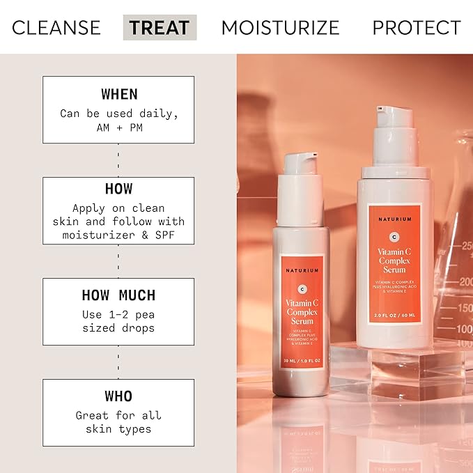 Naturium Vitamin C Complex Face Serum, Anti-Aging Facial Treatment with Hyaluronic Acid & Vitamin E, 1 oz-VivaGrace Women