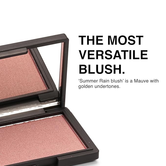Makeup Powder Blush for cheeks | "Summer Rain" | 4g / 0.141oz | Cruelty-Free, Vegan, Clean Beauty | Buildable & Blendable for Natural, Healthy Glow | Coral, Peach & Golden Hues-VivaGrace Women