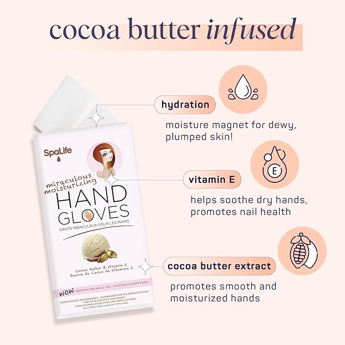 SpaLife Moisturizing Hand Gloves and Foot Sockies Bundle - 4 Hand Gloves & 4 Foot Sockies Set for Hydrating Dry, Cracked Hands and Feet - Repairing Skincare Mini Gift Set-VivaGrace Women