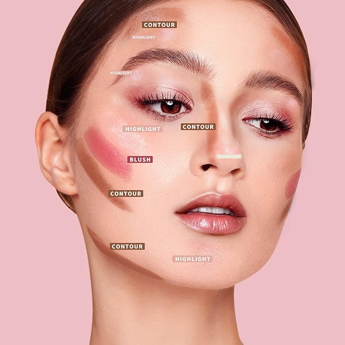 KIMUSE Multi Stick Trio Face Makeup, Cream Blush Stick for Cheeks & Lips, Contour Stick & Highlighter Makeup Sticks for All Skin-VivaGrace Women