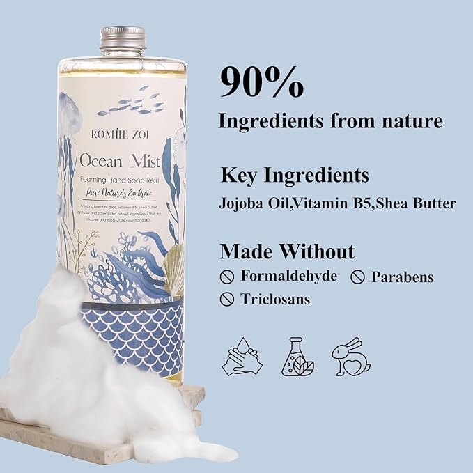 Fragrance Ocean Charm Foaming Soap Refill Gift Set, 3-Pack, Gentle & Moisturizing, Great Gift for Mom