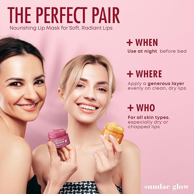 Mango, Vanilla & Watermelon Duo Lip Mask & Scrub - Dermatologist Tested, Anti-Aging, Korean Skin Care, Deep Hydration - Smooth, Soft & Plump Lips - Clean Beauty, Vegan, Non-GMO - 1 Pack-VivaGrace Women