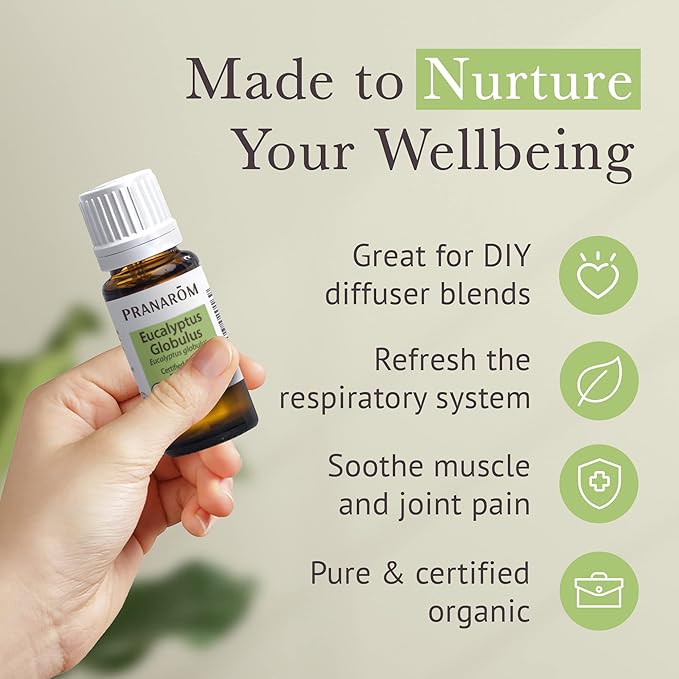 Pranarom USDA Certified Organic Eucalyptus Globulus Essential Oil (15ml), 100% Pure Undiluted Therapeutic Grade from Portugal for Aromatherapy, Diffuser, Topical Care, Relaxation-VivaGrace Women