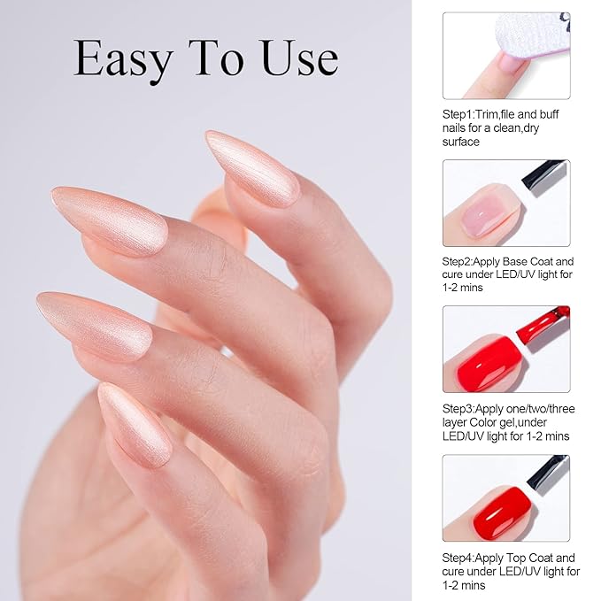 Imtiti Nude Pink Gel Nail Polish, Pearl Nude Color Gel Polish, Shimmer Bright Pink Pearl Gel Poilsh, 0.5 fl oz 1Pcs