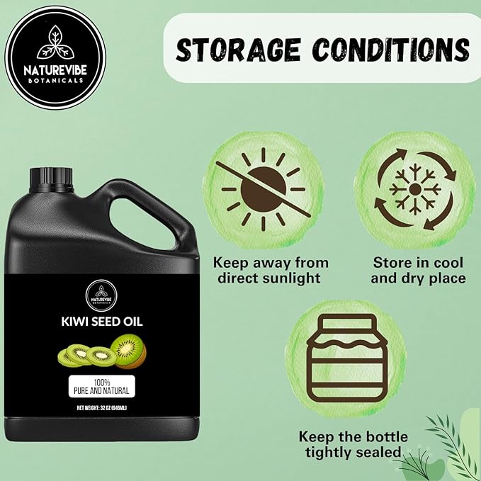 Naturevibe Botanicals Kiwi Oil 32 Ounces | 100% Pure and Natural | Great for Skin Care and Hair Care-VivaGrace Women