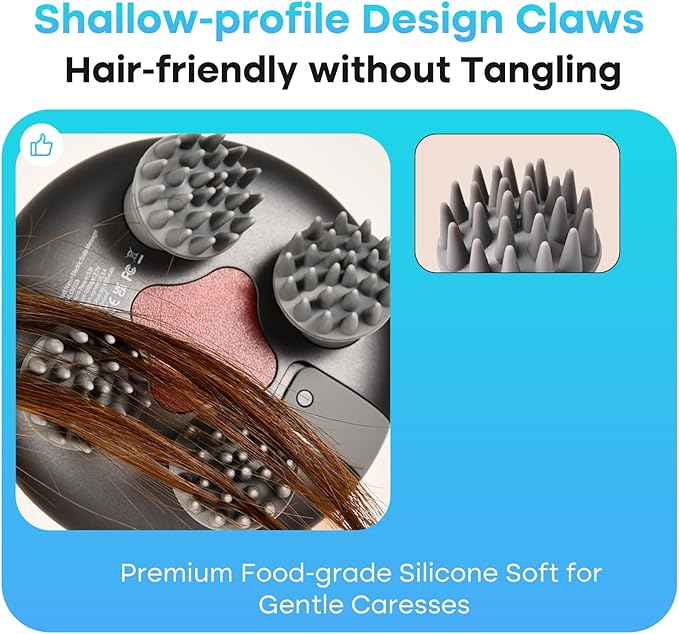 arboleaf Scalp Massager Electric, Portable Head Massager Scalp Stress Relax, Waterproof 6 in 1 Hair Massage with 8 Removable Claws, Rechargeable Hair Head Scratcher, Gifts for Her Him-VivaGrace Women