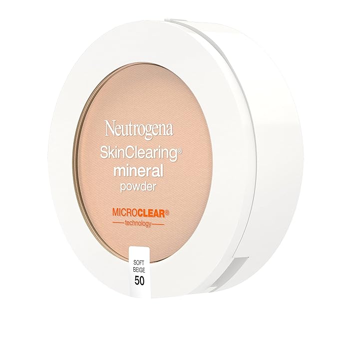 Neutrogena SkinClearing Mineral Acne-Concealing Pressed Powder Compact, Shine-Free & Oil-Absorbing Makeup with Salicylic Acid to Cover, Treat & Prevent Breakouts, Soft Beige 50,.38 oz-VivaGrace Women