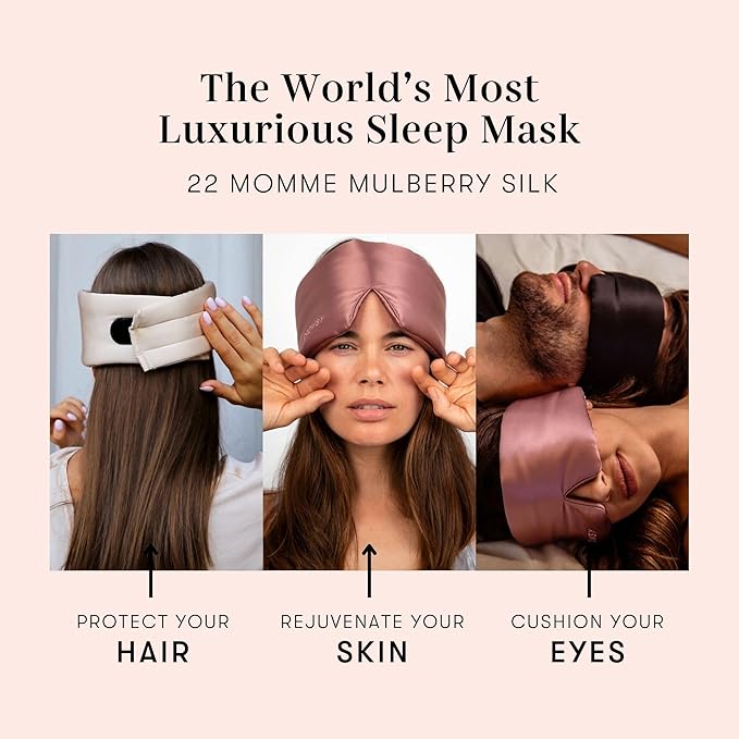 DROWSY Silk Sleep Mask. Face-Hugging, Padded Silk Cocoon for Luxury Sleep in Total Darkness. (Sunset Pink)-VivaGrace Women