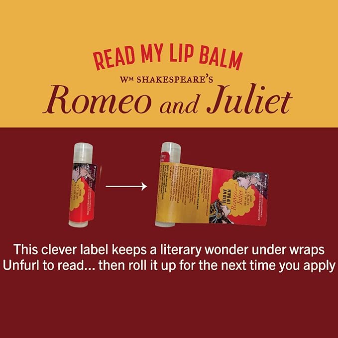 Read My Lips Lip Balm - Full Text of Romeo & Juliet Balcony Scene Under Label, Pear Flavored - Cruelty-Free and Made in the USA from Natural and Imported Ingredients-VivaGrace Women