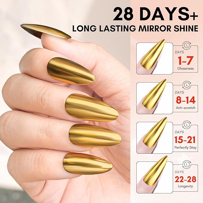 Makartt Gel Top Coat for Chrome Nail Powder - 15ml Clear No Wipe High Gloss Top Coat Gel Nail Polish Mirror Shine Long Lasting Easy Application, Soak off UV Lamp, DIY Home Salon Art Design-VivaGrace Women