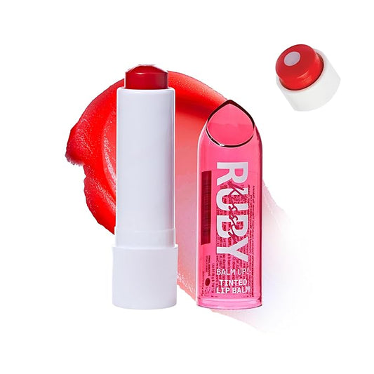 Ruby Kisses Balm Up Tinted Lip Balm, Non-Greasy Hydrating Formula, Nourishing Coconut Core & Vitamin E Infused, Lip Care with Natural Shine, Lightweight Sheer Color (Red)-VivaGrace Women
