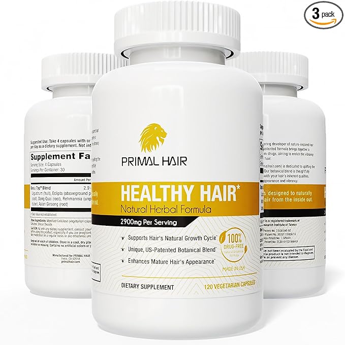 3 PK- 100% Natural Growth Treatment, Reduces Hair Loss, US Patented Formula Proven Effective for Men & Women, 100% Vegan, Non-GMO, 90-Day Supply, 3 Pack-VivaGrace Women