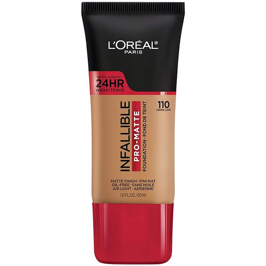 L'Oreal Paris Cosmetics Makeup Infallible Pro-Matte Liquid Longwear Foundation, Créme Café, 1 fl oz.-VivaGrace Women