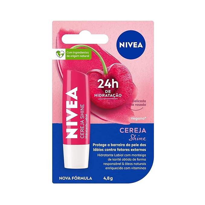 NIVEA Cherry Shine Lip Moisturizer Deep Hydration 4, 8g, Nivea, Cherry-VivaGrace Women
