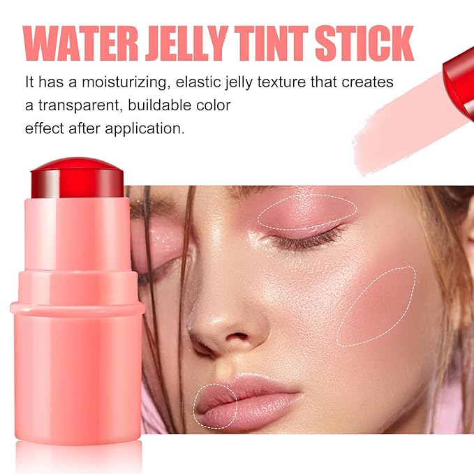 Milk Jelly Blush Cooling Water Jelly Tint, Milk Jelly Tint Jelly Blush Stick, Milk Lip And Cheek Stick, Sheer Lip & Cheek Stain, Jelly Tint Makeup (Pink, Free Size)-VivaGrace Women