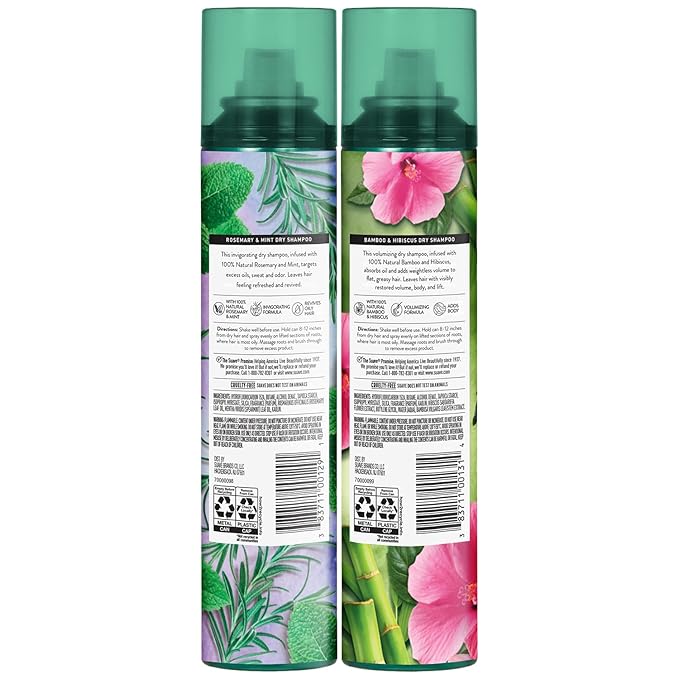 Suave+ Dry Shampoo Spray Variety 2-Pack – Invigorating Rosemary & Mint + Volumizing Bamboo & Hibiscus, 4.3 Oz Ea-VivaGrace Women