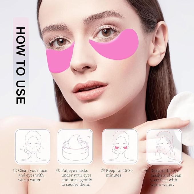 5 Pairs Under Eye Patches - Silicone Reusable Eye Patches Reduce Wrinkles and Fine Lines, Pair With Metal Eye Cream Applicator, Under Eye Mask for Skin Care Effect to Reduce Wrinkles Fine Lines-VivaGrace Women