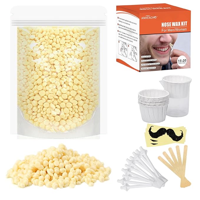 Nose & Ear Hair Wax Kit for Men & Women, 100g Wax with 20 Applicators, Safe Home Grooming Solution for Painless 15-20 Time Usage-VivaGrace Women