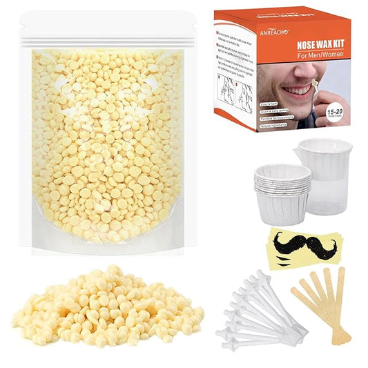 Nose & Ear Hair Wax Kit for Men & Women, 100g Wax with 20 Applicators, Safe Home Grooming Solution for Painless 15-20 Time Usage-VivaGrace Women