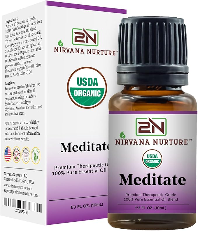 Meditate Blend USDA Certified Organic, 100% Pure and Premium, Undiluted, Meditation, Aromatherapy, Calm, Relax-VivaGrace Women