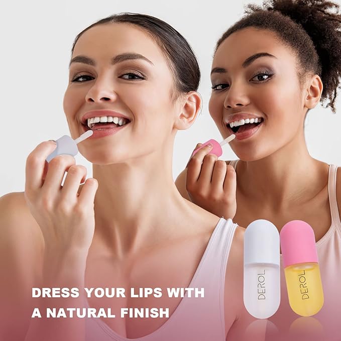 DEROL Lip Plumper Set, Lip Plumper Gloss, Natural Lip Plumper and Lip Care Serum, Lip Enhancer for Fuller, Lip Mask, Beautiful Fuller, Hydrating & Reduce Fine Lines Day&Night, 5.5ml (WS002)-VivaGrace Women