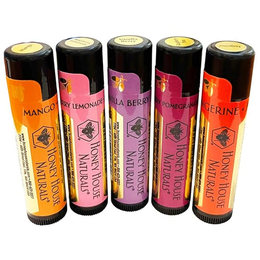 Honey House Naturals Lip Butter Gift Set – Rich & Anti-Aging – All Natural Ultra Moisturizing Lip Butter Infused with Essential Oils - 5 Piece Set - Made in the USA-VivaGrace Women