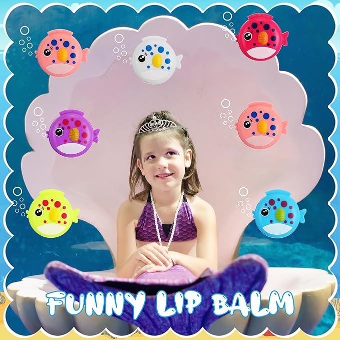 30 Pcs Fish Shape Lip Balm Under the Sea Party Favors Kids Fruit Flavored Lip Balm Ocean Party Favors Classroom Gift Exchange for Children Girls Women Men Students-VivaGrace Women