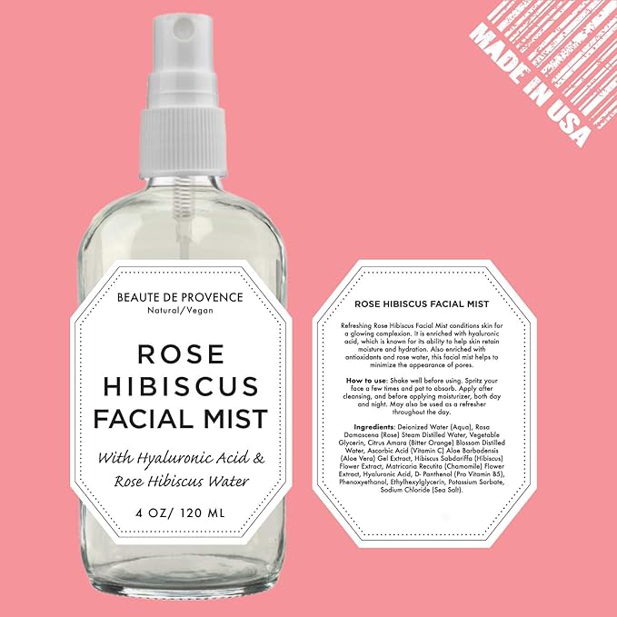 Rose Water Spray for Face & Body Refreshment with Moisturizing Hyaluronic Acid and Hibiscus water | Instant Hydration, Cooling, Calming & Conditioning (8 FL OZ)-VivaGrace Women