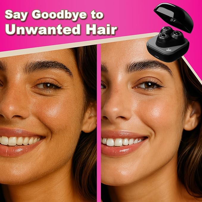 Facial Hair Removal for Women, 3D Floating Blade Rotary Razor, Wet/Dry Electric Shaver, Portable & USB Rechargeable Epilator Hair Remover for Face, Upper Lip, Chin, Arms & Legs (Black)-VivaGrace Women