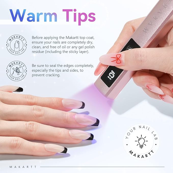 Makartt Gel Top Coat - 2 PCS No Wipe Top Coat Gel Nail Polish High Glossy Shine Finish Long Lasting, 10ML Clear Soak Off UV Nail Lamp, Salon Quality Art Design for Home Use Beauty Gift-VivaGrace Women