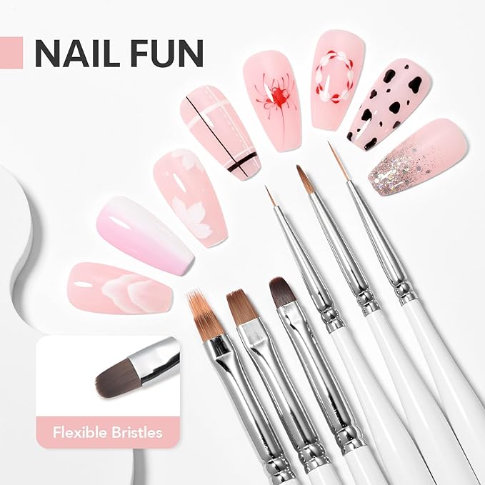 GAOY 6 Pcs Nail Art Brushes, Nail Design Tools for Nail Detail Painting, French Liner and Dotting Pens for Nail DIY-VivaGrace Women