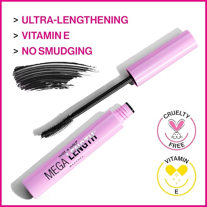 wet n wild Mega Length, Vitamin E Enriched Lengthening, Moisturizing, Softening Formula Precision Comb Brush, Cruelty-Free, Gluten-Free, Sulfate-Free & Vegan - Very Black