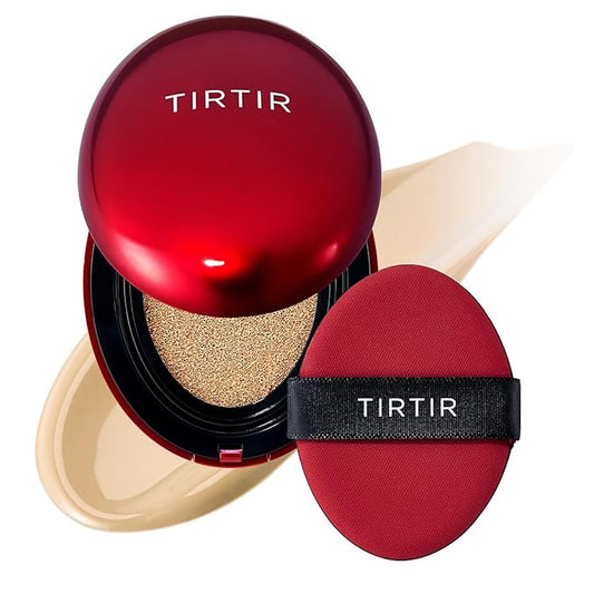 TIRTIR Mask Fit Red Cushion Foundation | Full coverage, Weightless, Skin fit, Satin Glow Finish, Korean Makeup BB Foundation, beauty, Tattoo cover up, Buildable (#24W Soft Beige, 0.63 Fl Oz)-VivaGrace Women