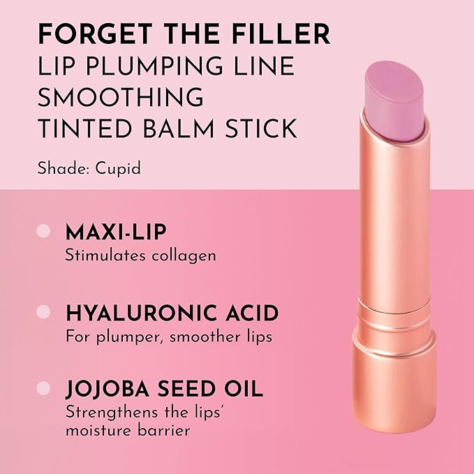 LAWLESS Forget the Filler Lip Plumping Line Smoothing Tinted Balm, Cupid, Pink, 0.09 Ounce-VivaGrace Women
