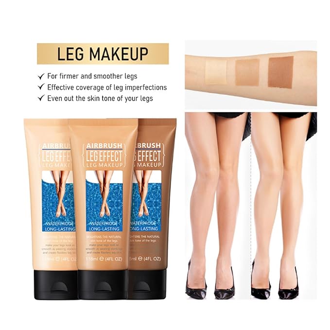 118ml Airbrush Legs, Leg Makeup Lotion, Body Makeup, Waterproof Long Lasting Full Coverage Lightweight Leg Body Cosmetic for Wedding (1#)-VivaGrace Women