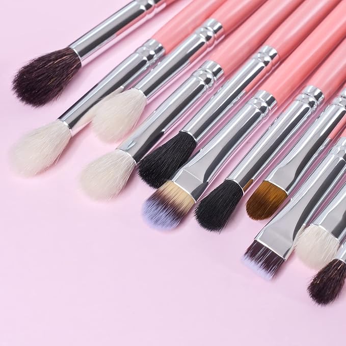 Bueart Design Makeup Brushes Set 26pcs Real Natural Goat Hair Professional labeled Foundation Face Blending Blush Concealers Eyeshadow Brush Set(26Pcs Pearl Pink)-VivaGrace Women