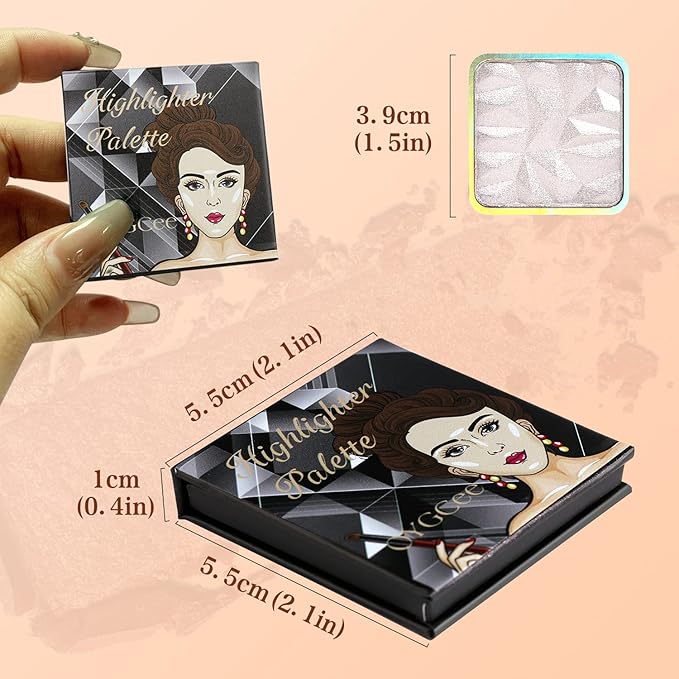 Shimmer Highlighter Palette Brown Color for Black Women,Highlight Makeup for Face/Body,Long Lasting Glow Illuminate Powder for Medium Skin,Highlighting Contour Palettes,Cruelty-Free-VivaGrace Women