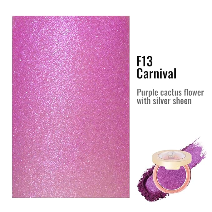 Oulac Luminisers Powdery Blush for Cheeks Sliky Glow,Brighten Skin As Highlighter Blush Makeup, Shimmer Blusher,Buildable and Vegan Cosmetics,4.8g F13 Carnival-VivaGrace Women