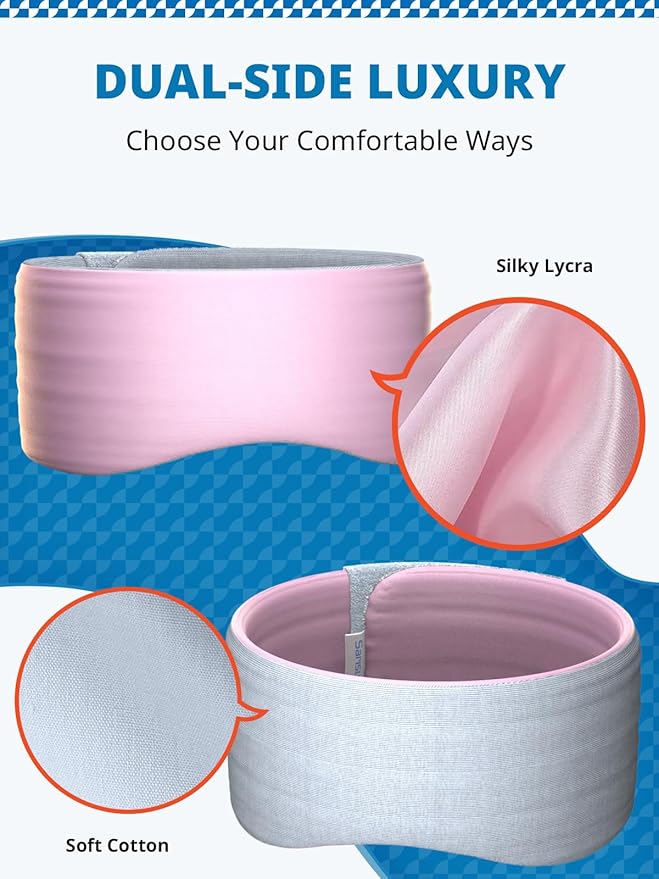 Sleep Mask, Eye Mask for Sleeping, Upgrade Ultra-Soft Blackout Eye Cover for Women Men, Wider Adjustable Strap for Side Sleeper, Travel, Nap, Yoga, Relief Eye, Pink-VivaGrace Women