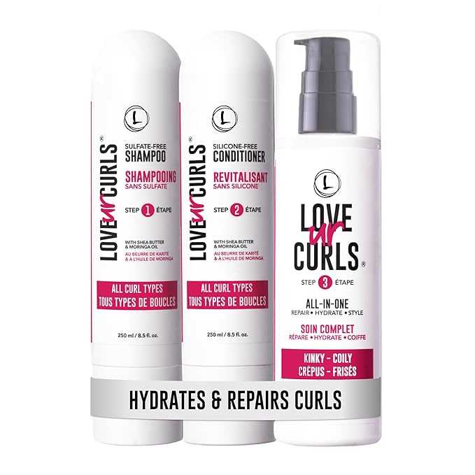 Love Ur Curls - Shampoo & Conditioner Set with All in One Curl Cream Styler for Kinky & Coily Hair, 3 Step System for Repair and Moisturizing-VivaGrace Women