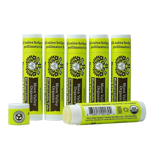 Moon Valley Organics Beeswax Lip Balm for Moisturizing Lips and Cuticles (TROPICAL COCONUT LIME, 6-Pack)-VivaGrace Women