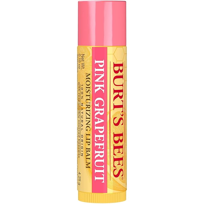 Burt's Bees 100% Natural Moisturizing Lip Balm, Pink Grapefruit with Beeswax & Fruit Extracts, 1 Tube-VivaGrace Women
