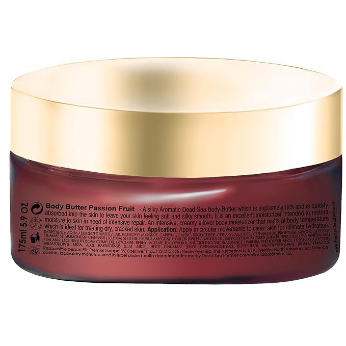 Premier Dead Sea Aromatic Body Butter – Passion Fruit, Hydrating Shea Body Butter for Women & Men, Moisturizing, Firming & Anti-Aging Cream for Dry Skin, Hand & Body, 5.95 Fl.oz-VivaGrace Women